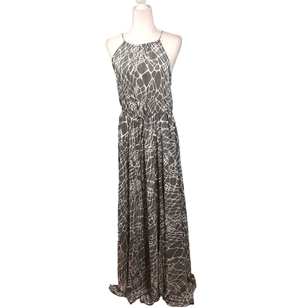 Lulu's‎ Dress Womens S Marble Mood Print Halter Sleeveless Tie Maxi Gown Boho - Picture 3 of 14